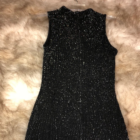 sparkly black midi dress